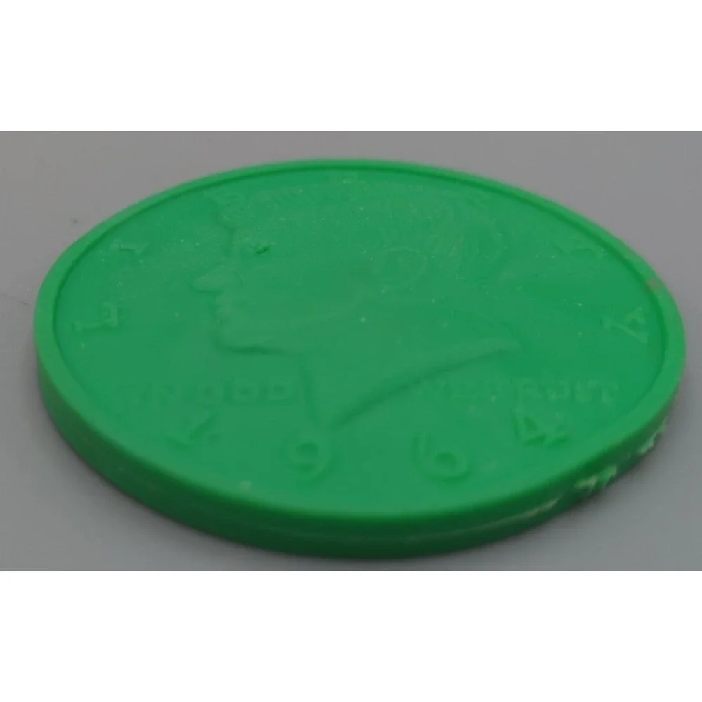 Novelty 1964 JFK Kennedy‎ US Half Dollar Eraser Green Rubber Error Coin Gag Gift